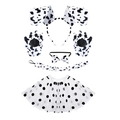 5-piece Dalmatian puppy costume set with spotted headband, gloves, bowtie, tail, and tutu - White Dalmatian 5-Piece Set With Skirt