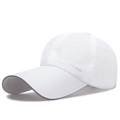 White quick-dry baseball cap with long brim and reflective trim for nighttime safety - Adjustable / White