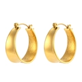 Pair of stylish thick C-shaped gold hoop earrings featuring a glossy metallic finish - Geometric Tapered Gold Hoop Earrings