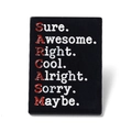 Pin's Sarcasm rectangulaire en émail noir avec lettrage blanc et rouge pour revers - Épingle de Lettres Sarcasm