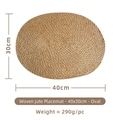 Oval jute placemat 40x30cm woven heat-resistant table mat in natural burlap brown - 30x40cm Oval