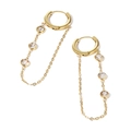 Elegant gold chain tassel earrings with zircon stones on a clean white background - Tassel Chain Style (I3-02-05) / Gold (SE22101515)