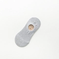 Light gray ribbed low-cut invisible cotton boat socks with non-slip design for women - Light Gray