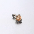Orecchino a perno in titanio da 5mm con zircone champagne e montatura a quattro griffe - Asta a Filettatura Interna in Acciaio al Titanio (6mm) / Champagne (5mm)