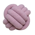 Pink handmade knotted ball pillow made of soft sherpa fleece fabric for home decor - Lavender