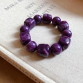Minimalist purple marble acrylic beaded bracelet with mixed square and round bead design - Purple