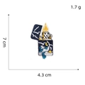 Detailed view of mountain landscape embroidery patch shaped like a lighter with dimensions - Style 8/Lighter Scenery