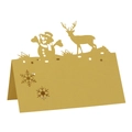 Marque-places de Noël dorés avec renne, bonhomme de neige et flocons découpés au laser - 10*10CM / Doré