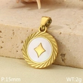 Pendentif rond en acier inoxydable doré avec nacre blanche et motif de losange - Style de Losange (KP116513-ZLA)