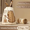 Thickened drawstring garbage bag with capybara print, 45x45cm size and 30 pieces per roll - Double Sided Thickening 2.0 Mil / Capybara-30 Pcs-45x45cm