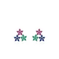 S925 sterling silver flower stud earrings with colorful pink blue and green zircons - 925 Sterling Silver / Colored Zirconia