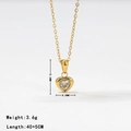 Elegant gold heart pendant necklace featuring a clear heart-cut sparkling gemstone - Necklace-Gold White Zircon