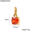 Golden stainless steel pendant with orange zircon gemstone and 1.0cm dimension marking - Dark Red Zircon Pendant