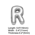 Polished silver metal letter R charm for DIY bracelets with detailed dimensions - Silver R