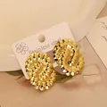 Chic golden stainless steel stud earrings with irregular spiral texture and shell shape - Gold Vintage Flower (2)