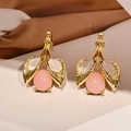 2503321 Leaf Pink Crystal (s925 Silver Needle)