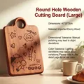 Ebony wood cutting board for kids with cat engraving and round handle 40x25cm - Engraved Large Board 40*25*2cm