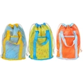Mesh beach bags for kids in vibrant blue, yellow, and orange with drawstring closure - Mesh Handbag 3pcs Set (Boy Colors) / 22*22*34cm