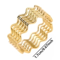 Detailed size specifications of gold-plated wavy stainless steel ring with 0.7cm width - Gold