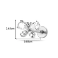 Silver butterfly labret stud with cubic zirconia stones measuring 0.62cm by 0.88cm - Elegant Silver Butterfly Style (2614-9# Silver)