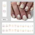 French gradient press-on nails with creamy base and pink purple glitter accents - W921 Glitter Cream Yellow