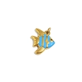 Golden fish pendant with blue enamel stripes and 18K gold plated stainless steel finish - Blue Striped Gold Fish (N3726_1)