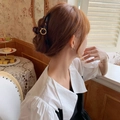 Molla per capelli ambra tonda in stile francese per un look elegante da caffè - Tartarugato