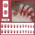 Press-on nails featuring red gradient finish with 3D bows and heart accents - Pink Gradient Heart Bow Style (D-103) / 24 Pcs/Set