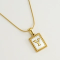 18K gold plated snake chain necklace with white shell pendant and letter Y - Y (With Chain)