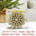 Set of 24 sparkling gold glitter snowflake ornaments in a clear storage box - 24pcs/box (10cm) / Champagne Gold