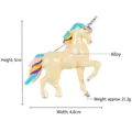 Vintage-Einhorn-Brosche in Cremeweiß mit bunten Details an Mähne und Schweif - DW0628 Stil / Goldenes Regenbogen-Einhorn