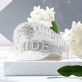 Cappello da capitano bianco da sposa con paillettes, perle, frange e scritta BRIDE - Regolabile / Nappa di Strass Fiocco di Neve Grande (Bianco)