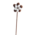 Handmade crochet cotton flower variant with white petals and brown stem for decor - Natural Cotton