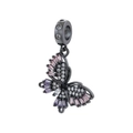 Luxury butterfly pendant with colorful zircons and pink gemstones on dark metal - VD1600 Gun Black Colorful Zirconia Pendant