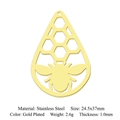 Gold plated honeycomb and bee pendant made of stainless steel with dimensions 24.5x37mm - Honeycomb Bee-Gold (LA803)