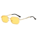 Polygon gold metal sunglasses with transparent yellow lenses and retro y2k design - Black with Dots / Gold Frame Yellow Lenses