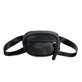 Minimalist black kids waist bag with braided zipper pull and embossed TOCHASO logo - Black