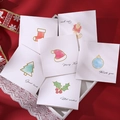 Set of 6 vintage watercolor flower greeting cards with envelopes on a red festive background - Simple Watercolor Christmas Card