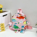 Pink cartoon dinosaur toddler backpack with cute 3D elements for girls and boys - Pink