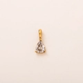 Gold stainless steel heart pendant with drop-shaped clear birthstone crystal - April 3-Prong Teardrop Pendant Only (Without Chain)