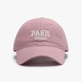 Berretto da baseball in cotone rosa tenue con ricamo Paris bianco e visiera strutturata - Regolabile / Rosa