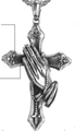Silver vintage Viking totem cross pendant with praying hands in retro style finish - Praying Hands Cross (B0212)