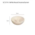 Soporte de incienso minimalista de cerámica blanca redonda, forma de bol de 8 cm de diámetro - Estilo Redondo XC1019 / Blanco
