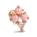 Pink opal lollipop ear stud with 18K gold plating and secure ball screw back closure - Pink Flower Cluster / Rose Gold