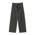 Women's dark grey high-waist wide-leg trousers with matching tie belt in smooth woven fabric - XS / Solid Color Pants