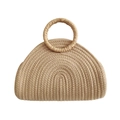 Borsa tote in corda intrecciata beige chiaro stile minimalista con manici rotondi - Cachi / Medio