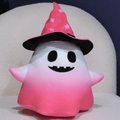 Halloween-Geist Plüschtier in Rosa-Weiß-Verlauf mit Sternen-Zaubererhut für Kinder - Rosa Weißer Verlauf Geist Stil / 41cm