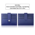 Dark blue pebble leather card holder with 7 slots and silver snap button closure - 10.5*7.8cm / 7 Slots Buckle Style / Dark Blue