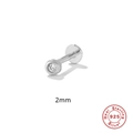 S925 sterling zilveren platte oorsteker met 2mm ronde heldere zirkoniasteen - 2mm / Platina