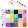 DIY 24-grid jewelry making kit with glass seed beads, letter beads, and tools - Box 3 (24 Grids 3mm Letter Bead Set)